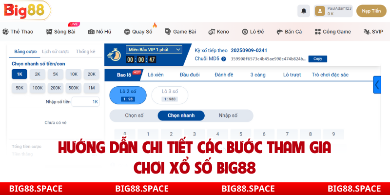 Hướng dẫn chi tiết các bước tham gia chơi xổ số Big88
